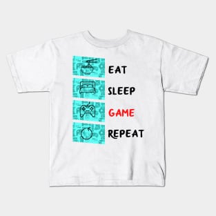 Eat Sleep Game Repeat Kids T-Shirt